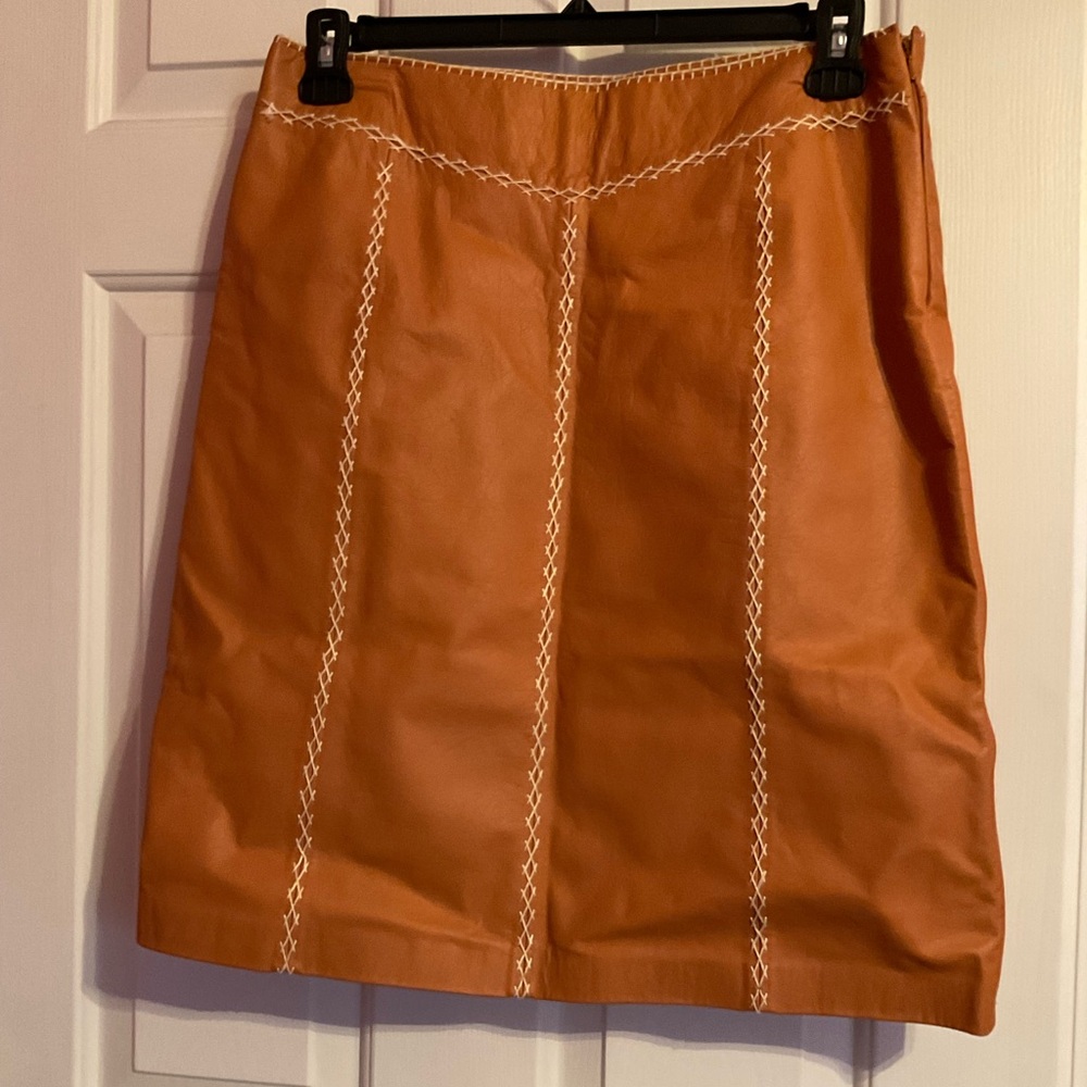GAP Tan Pencil Skirt with White Stitching